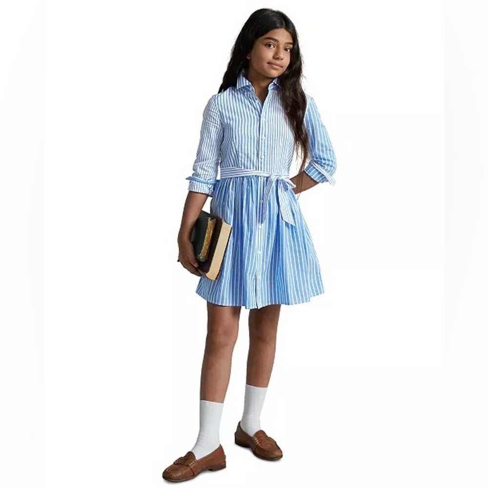 Like-new Polo Ralph Lauren Girls' Cotton Poplin Fun Shirt Dress